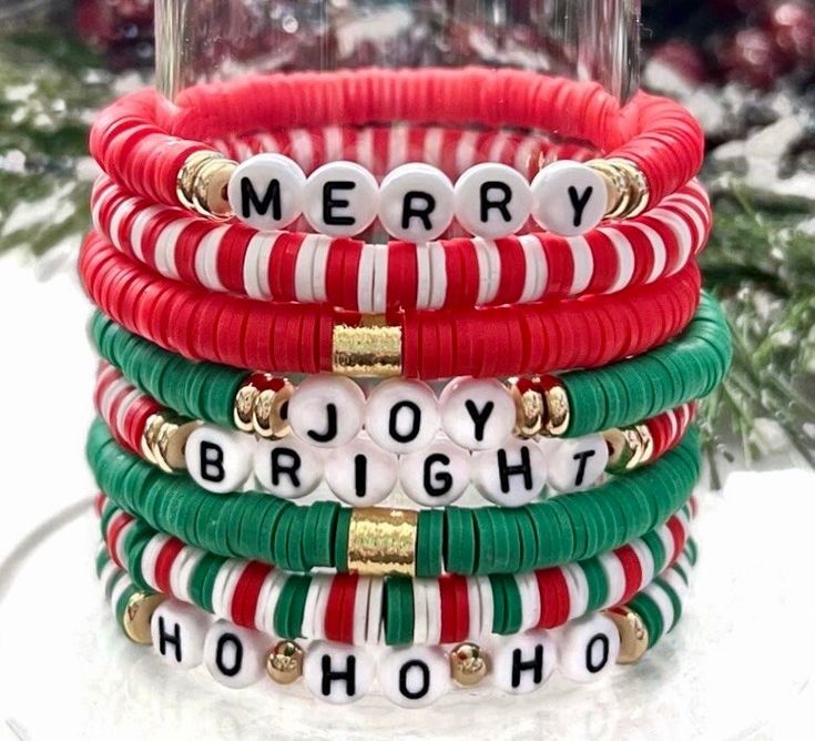 christmas clay bead bracelet ideas