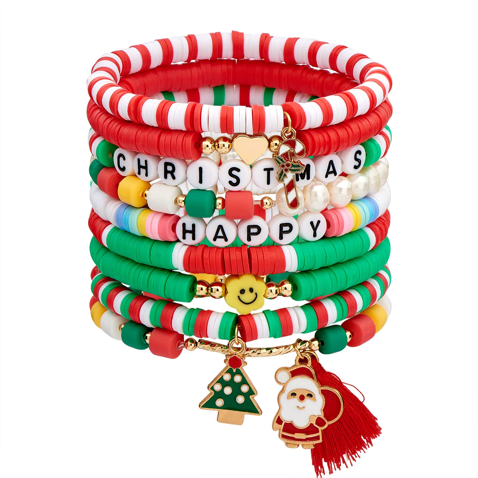 christmas clay bead bracelet ideas