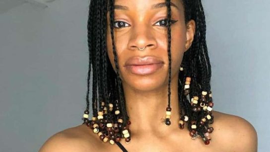 short natural hair with beads