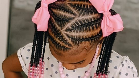 pink and black braids with beads