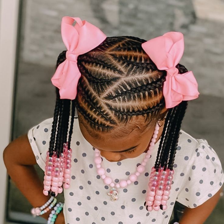 pink and black braids with beads