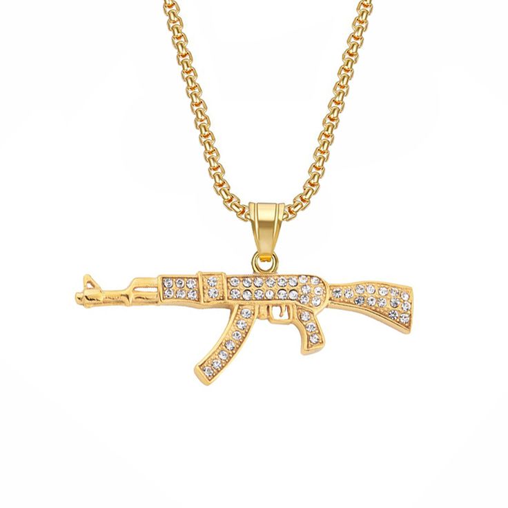 gold ak47 pendant