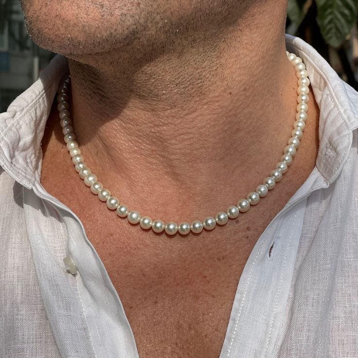 mens pearl necklace