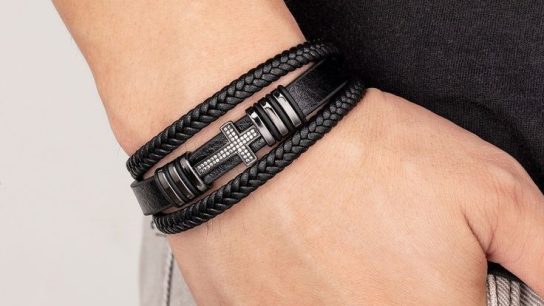 leather cross bracelet