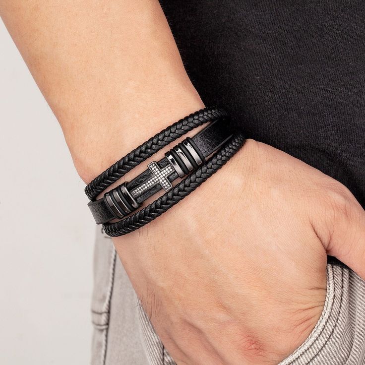 leather cross bracelet